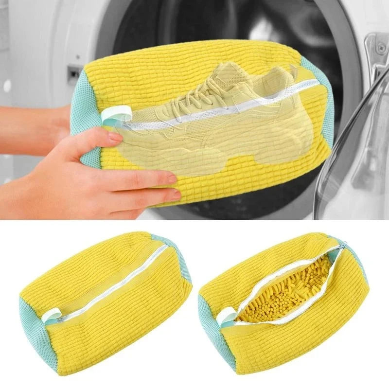 1 or 2-Pack Cotton Shoe Laundry Bags – Durable, Anti-Deformation Wash Nets with Fluffy Fiber Protection.