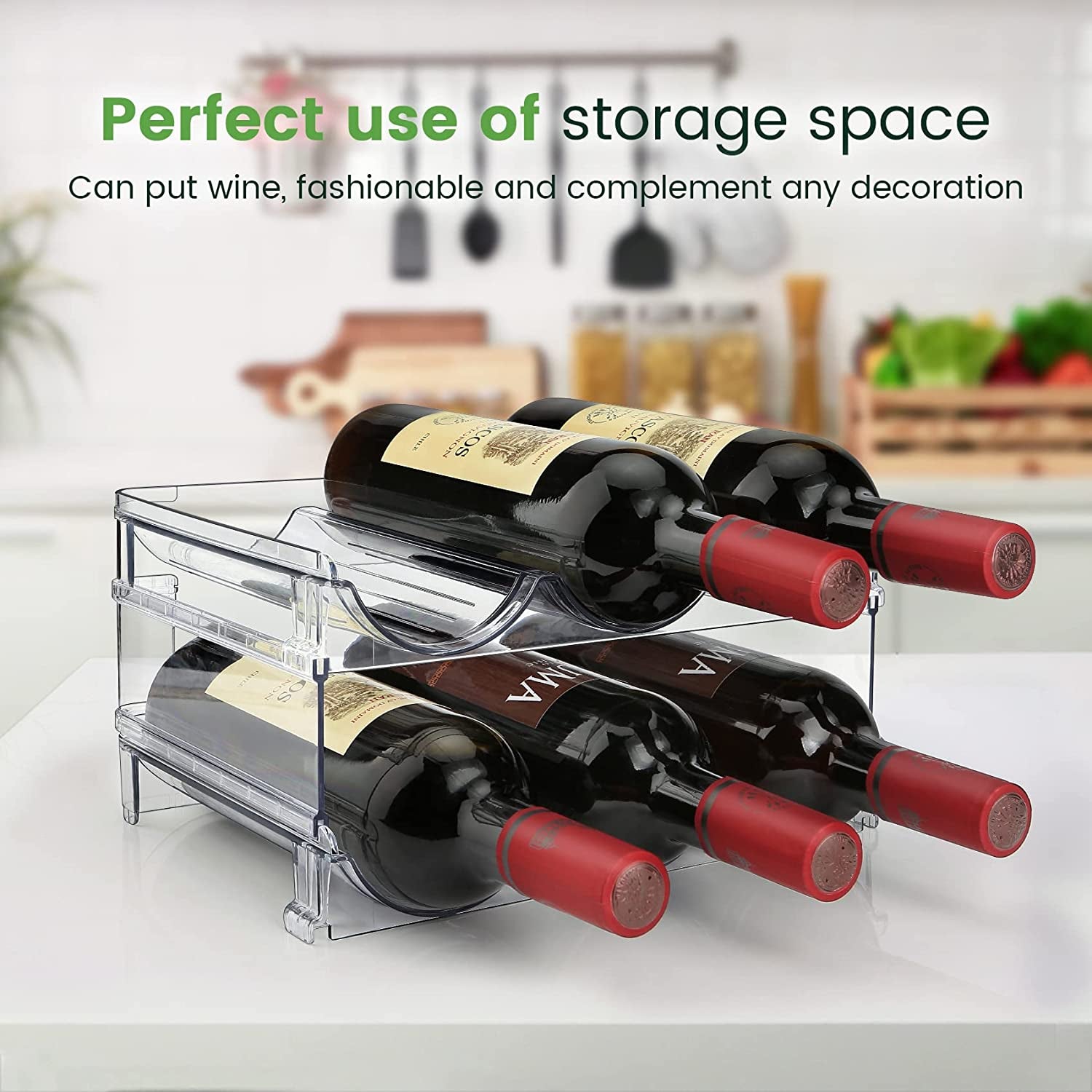 Stackable Water Bottle Organizer – 2-Pack Cabinet Storage Rack for Reusable Bottles & Tumblers