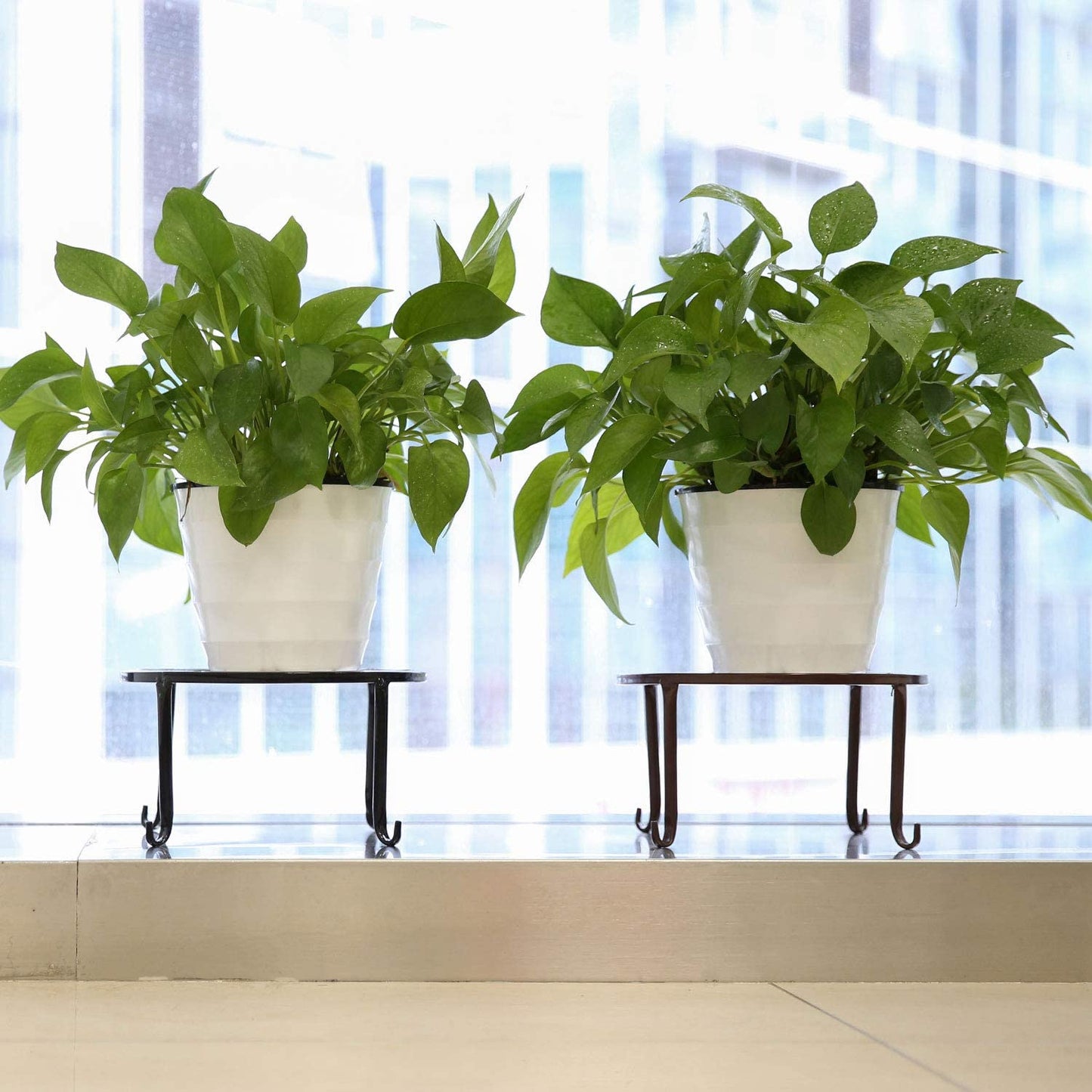 3-Pack Metal Plant Stands – 9" Heavy-Duty Rustproof Iron Flower Pot Holders for Indoor & Outdoor Use (Black)