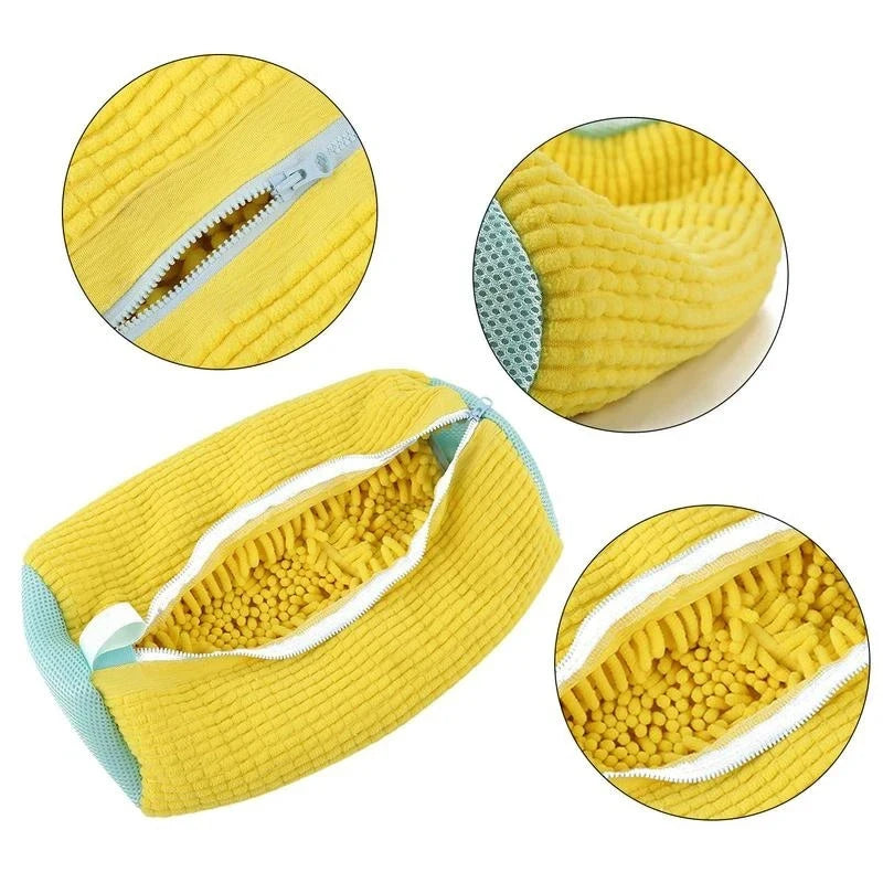 1 or 2-Pack Cotton Shoe Laundry Bags – Durable, Anti-Deformation Wash Nets with Fluffy Fiber Protection.