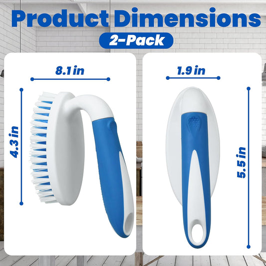 2-Pack Scrub Brushes – Stiff Bristle Cleaning Tools for Bathroom, Kitchen, Carpet & Tile.