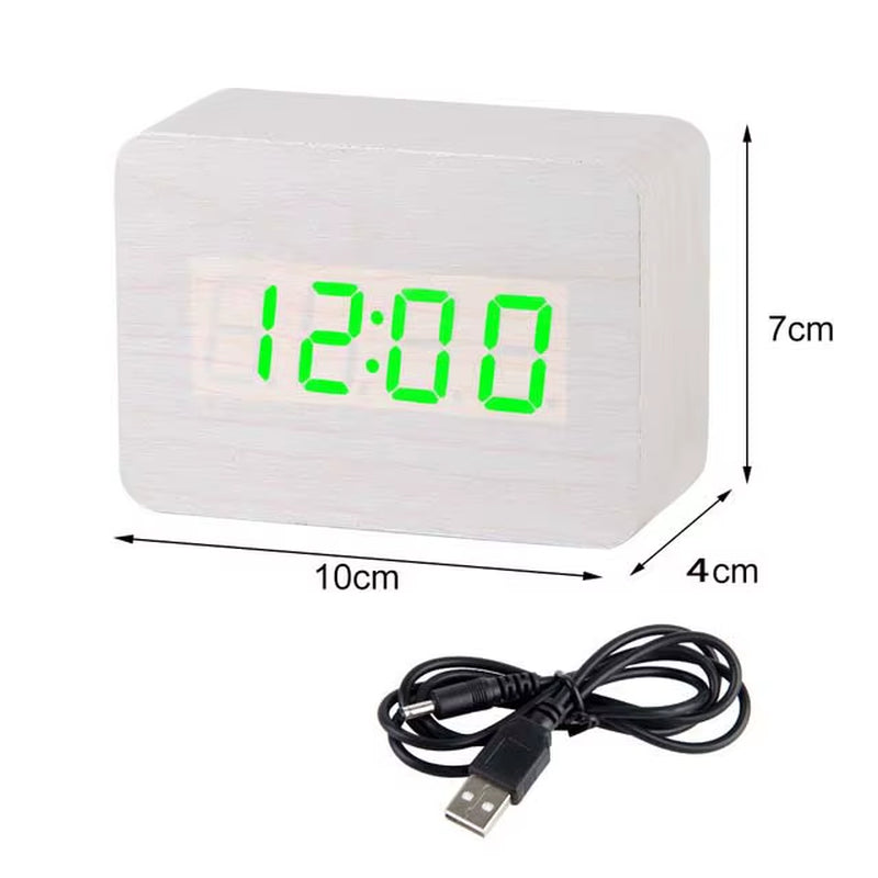 Smart Wooden Alarm Clock – USB/AAA Powered