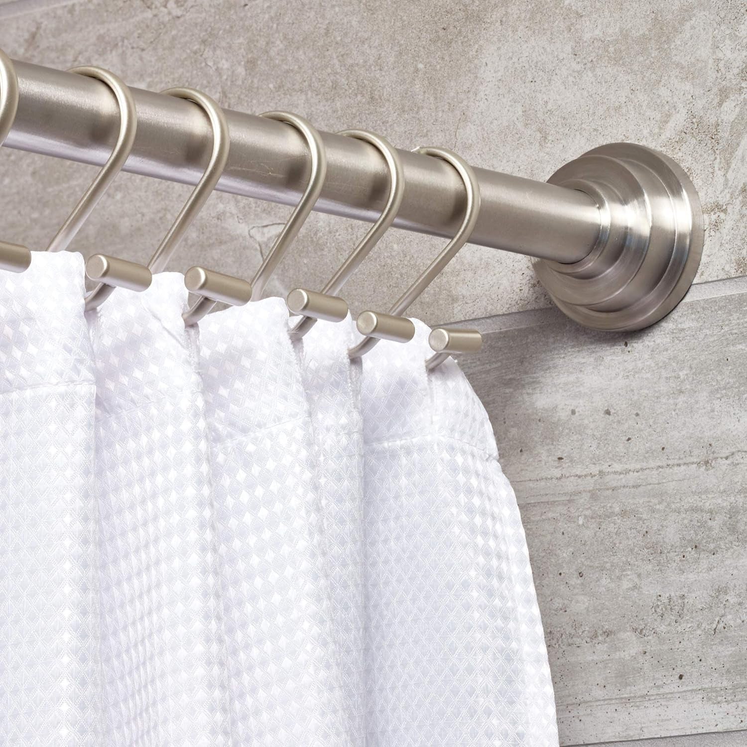 iDesign Metal T-Bar Shower Curtain Hooks – Rust-Resistant, Set of 12, Satin Finish.