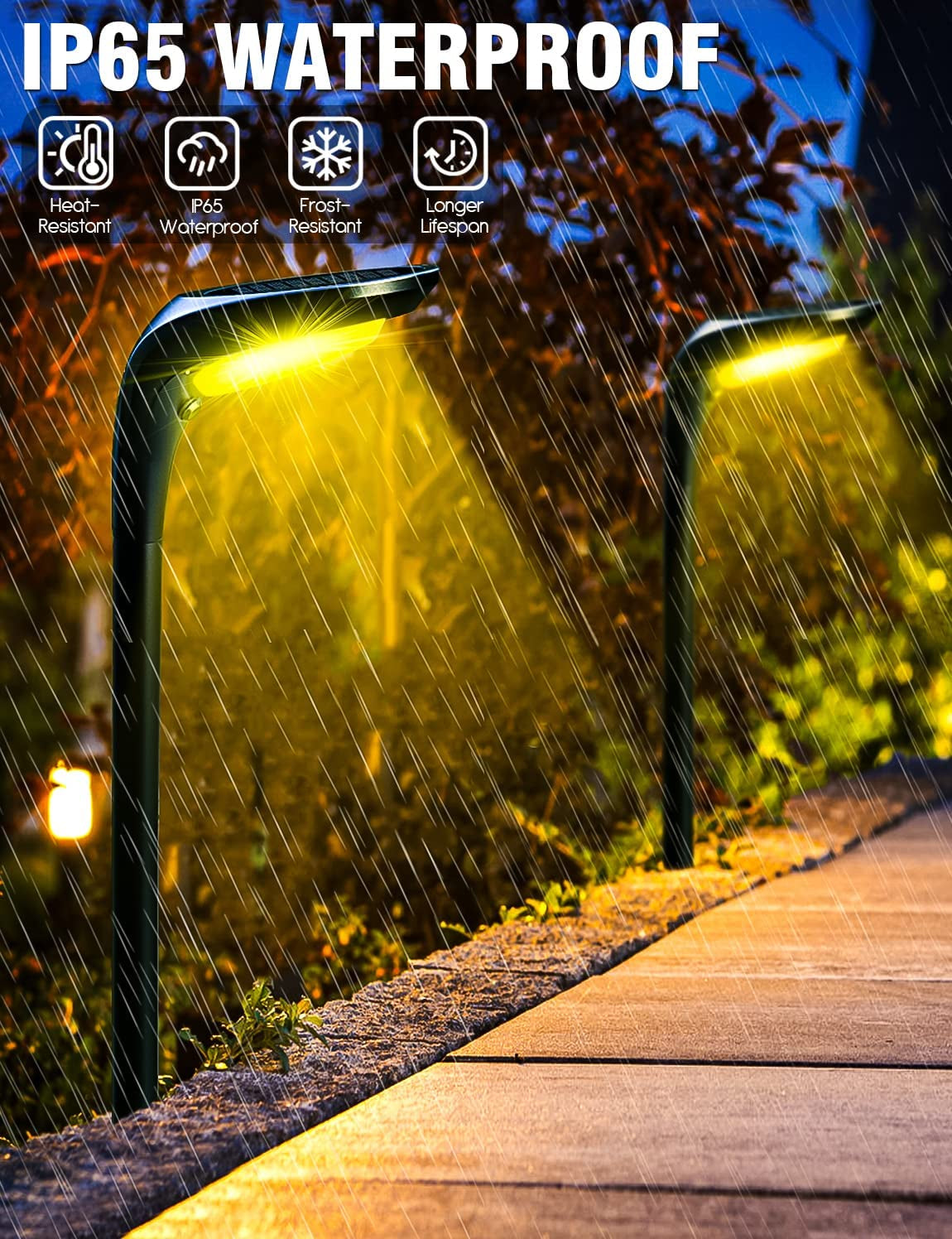 Solar Pathway Lights (4-Pack) – 150 Lumen, Waterproof, 2-Color Modes, Auto On/Off for Garden & Walkways