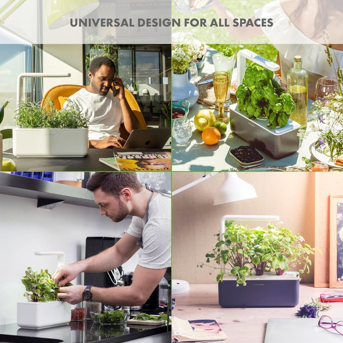 Indoor Herb Garden Kit with Grow Light – Smart Kitchen Planter with 3 Basil Pods (Grey)