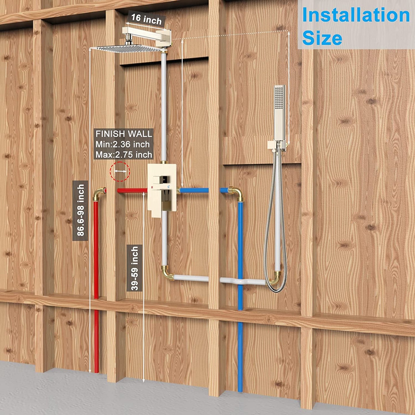 10-Inch Rain Shower System – Brushed Nickel, Handheld Combo with Valve & Mixer.