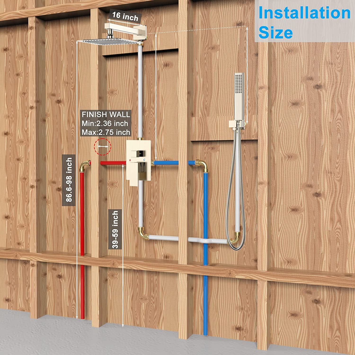 10-Inch Rain Shower System – Brushed Nickel, Handheld Combo with Valve & Mixer.