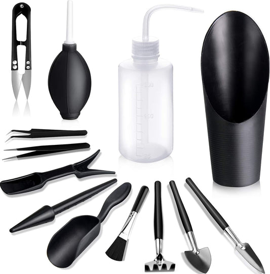13-Piece Succulent Gardening Tool Set – Mini Transplanting & Care Kit for Small Plants, Black