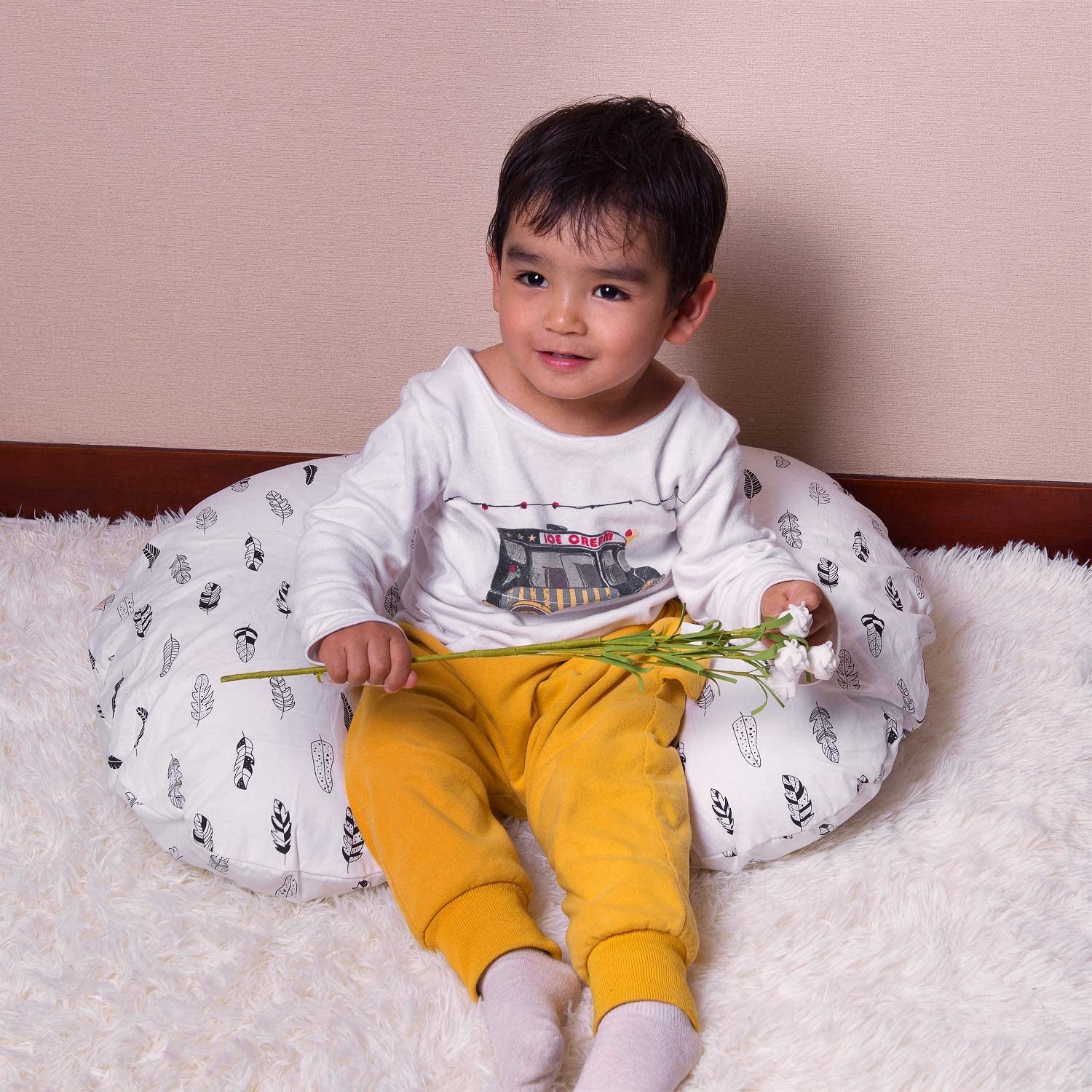 Nursing Pillow Cover – Soft Feather Design Slipcover for Breastfeeding & Infant Support (ZT01)