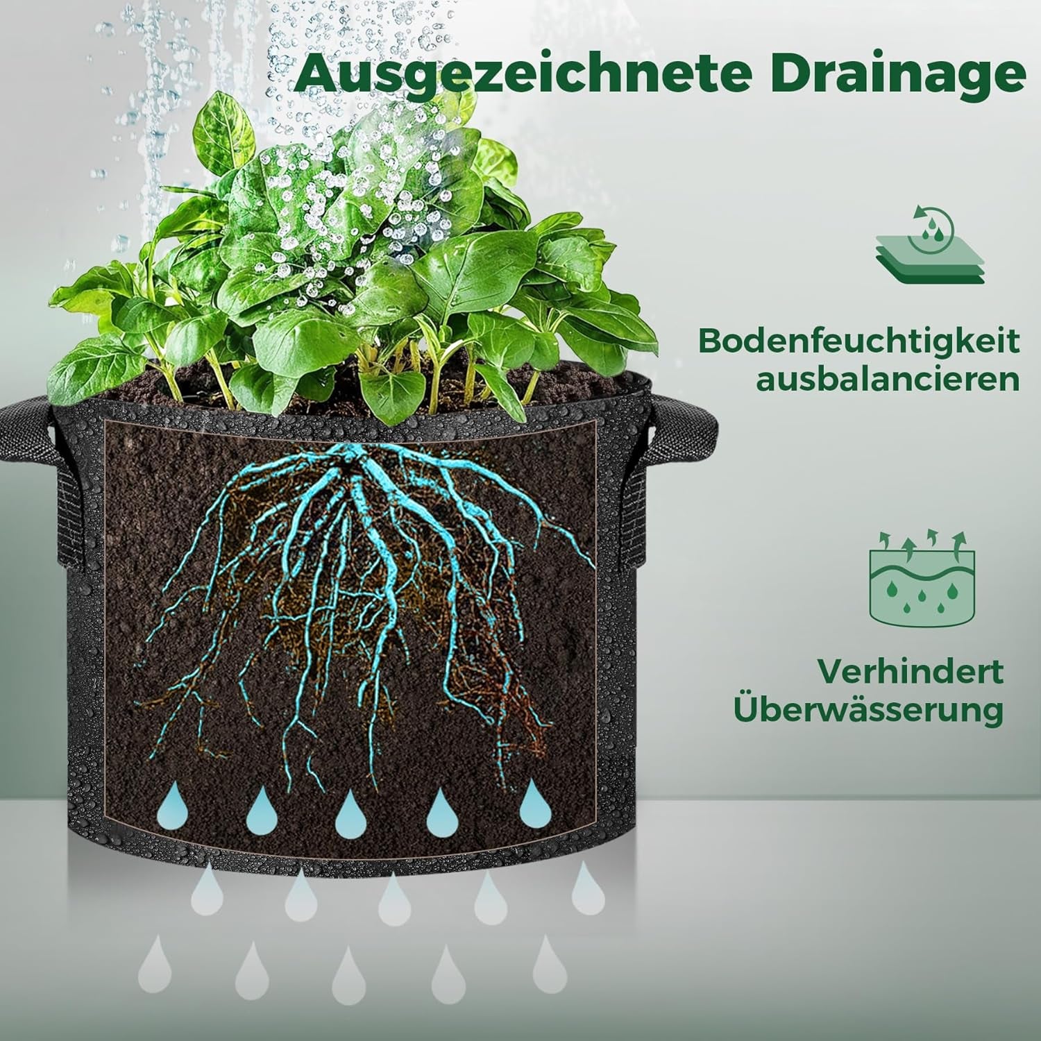 10-Gallon Fabric Grow Bags (5-Pack) – Heavy-Duty Nonwoven Planter Pots for Vegetables & Tomatoes, Black