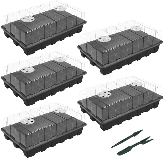 B5 Seed Starter Tray Kit – 200-Cell Set with Humidity Domes & Bases for Indoor Gardening & Greenhouses