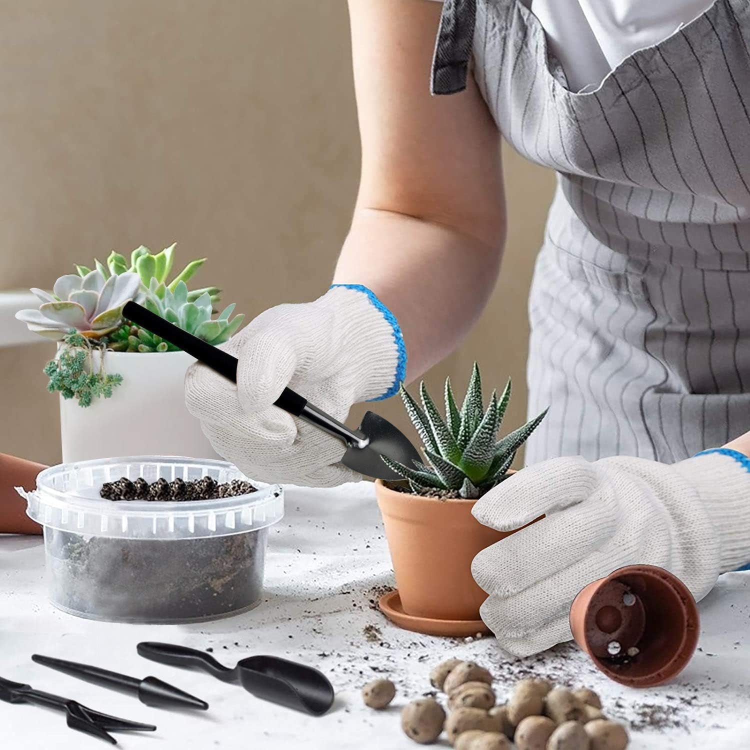 13-Piece Succulent Gardening Tool Set – Mini Transplanting & Care Kit for Small Plants, Black