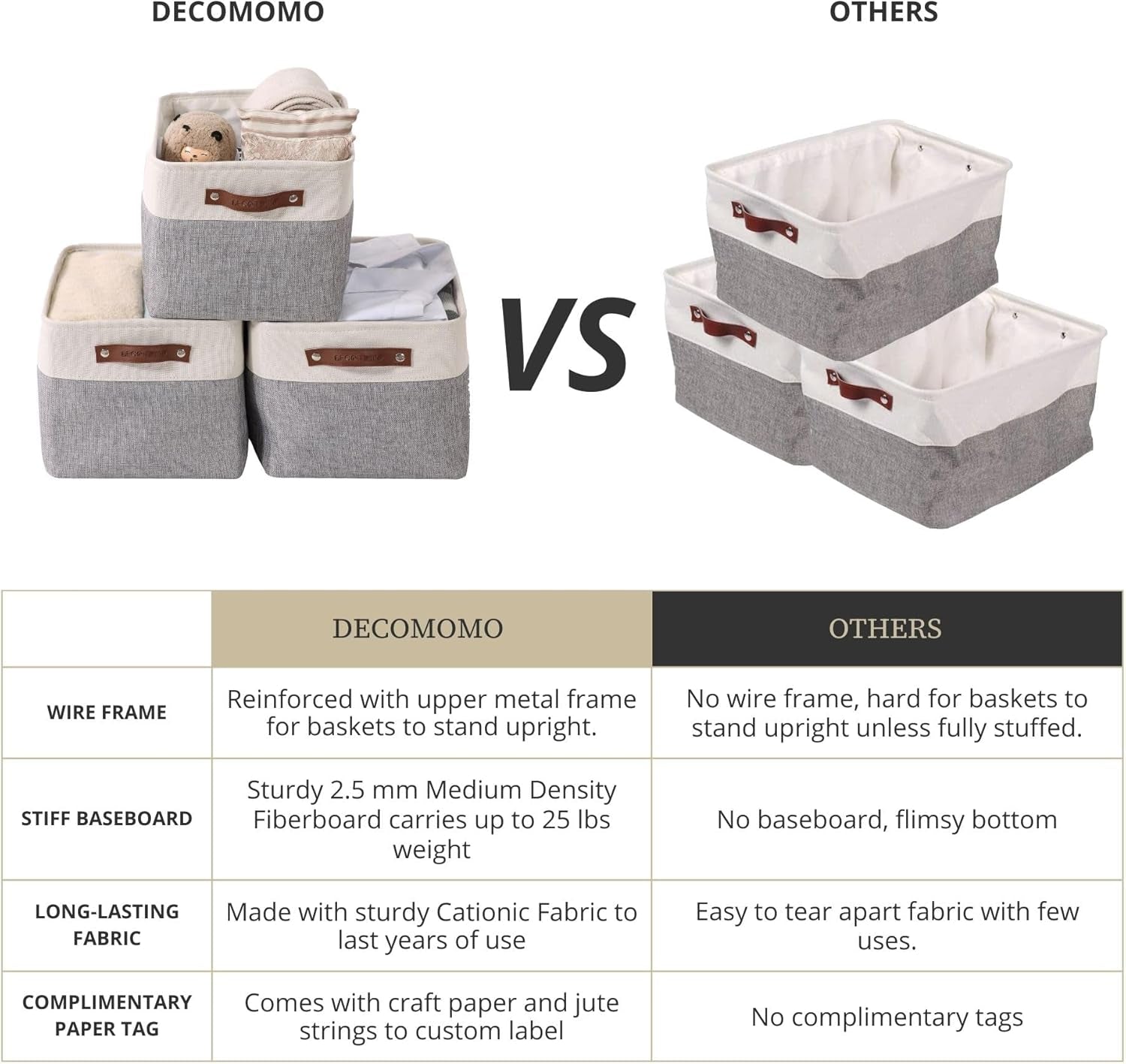 Storage Baskets for Shelves - Fabric Closet Organizers and Storage Bins