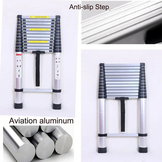 5M Telescopic Ladder with Hooks, 16.5FT Multi-Purpose Folding Aluminium Telescoping Ladder.
