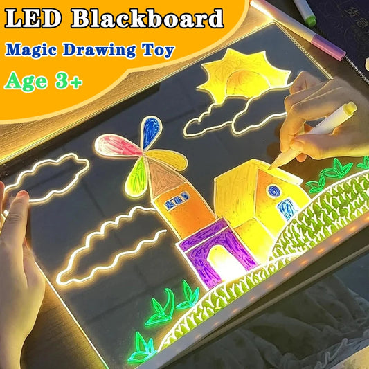 LED Magic Drawing Board – Light-Up Acrylic Art & Message Toy for Kids.
