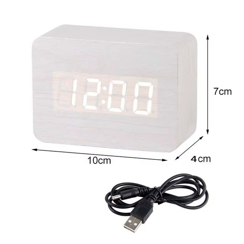 Smart Wooden Alarm Clock – USB/AAA Powered