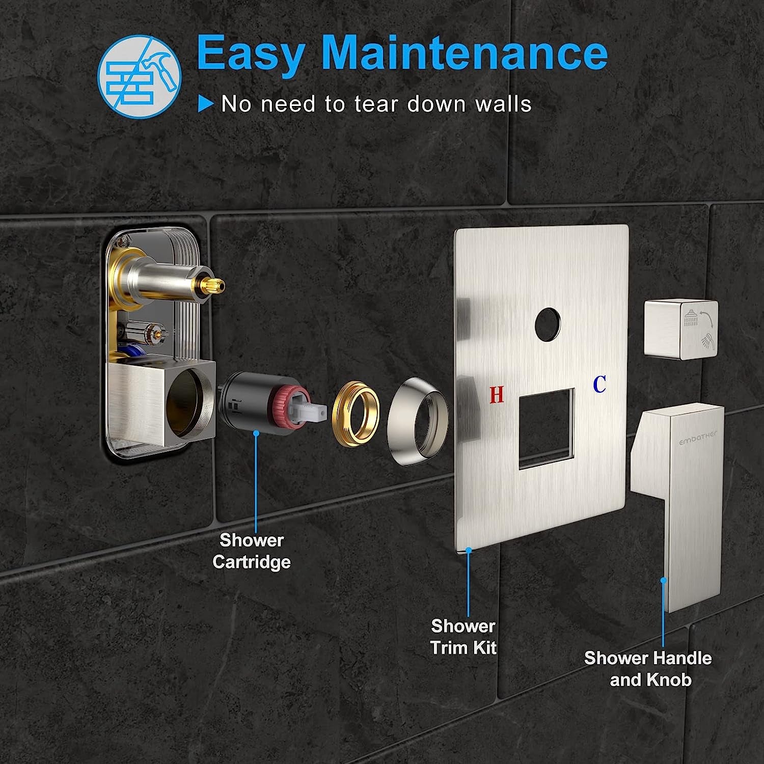 10-Inch Rain Shower System – Brushed Nickel, Handheld Combo with Valve & Mixer.