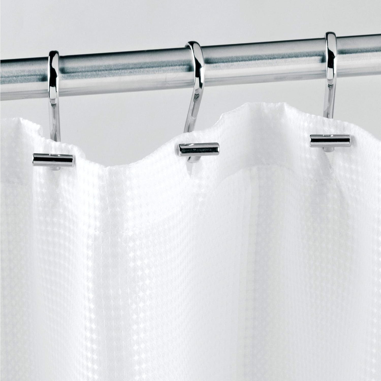 iDesign Metal T-Bar Shower Curtain Hooks – Rust-Resistant, Set of 12, Satin Finish.