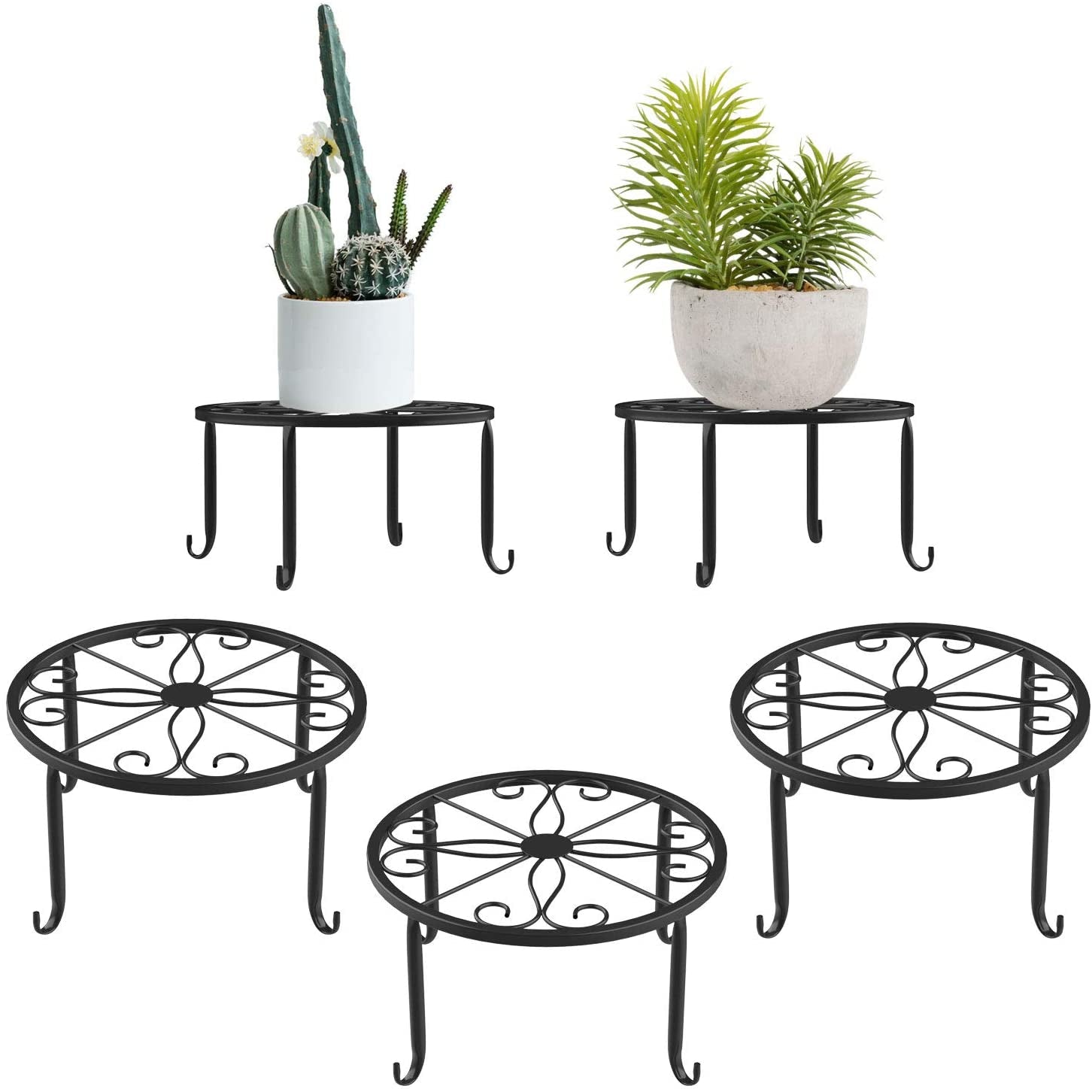 3-Pack Metal Plant Stands – 9" Heavy-Duty Rustproof Iron Flower Pot Holders for Indoor & Outdoor Use (Black)